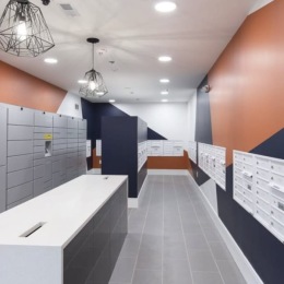 mail center with bright lighting