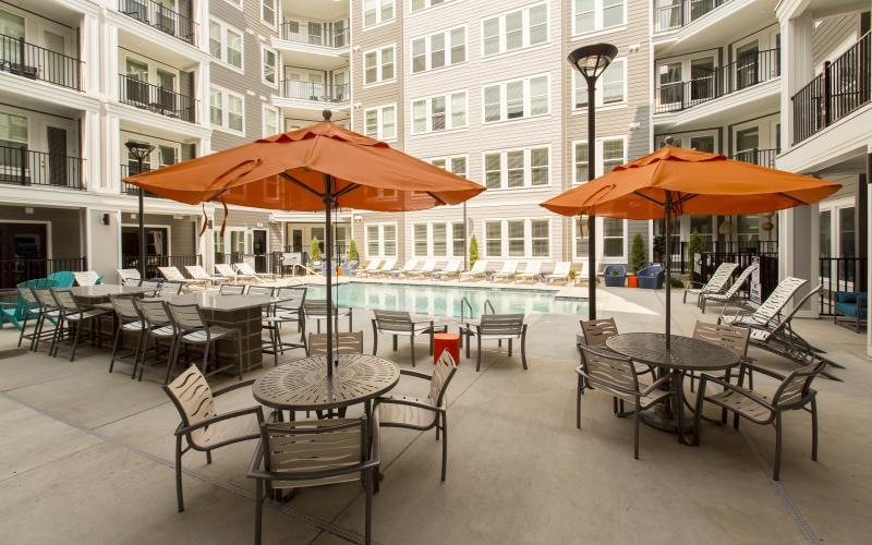 tables and chairs outside